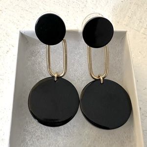 Earrings black acrylic with gold detail. NWOT comes with box shown.